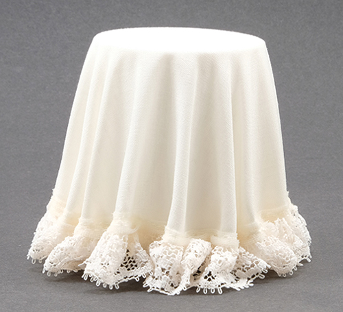 Dollhouse Miniature Skirted Table, Ivory